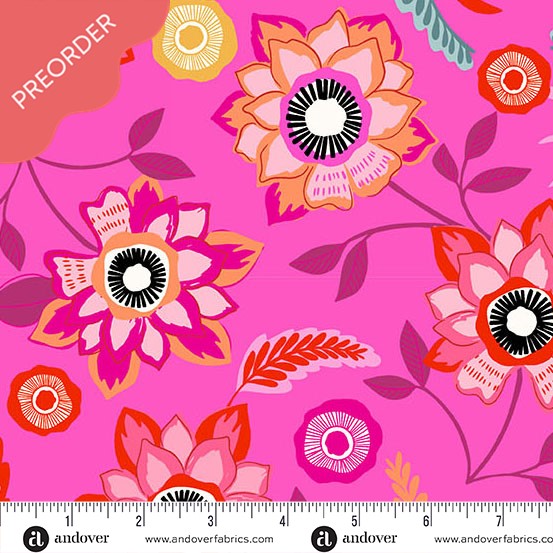 Stephanie Organes Memories Unfold Mayflower Hot Pink Fabric