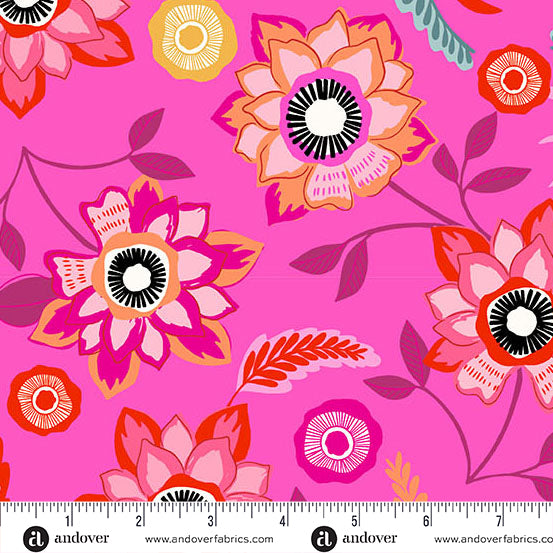 Stephanie Organes Memories Unfold Mayflower Hot Pink Fabric