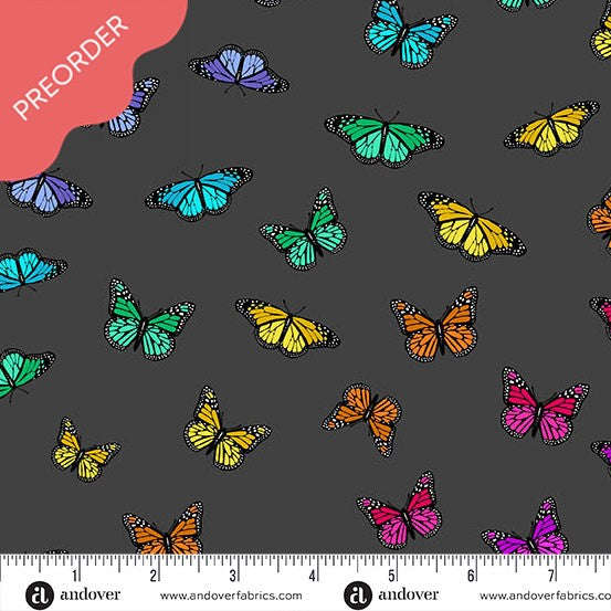 Alison Glass Color Wheel Butterfly Rainbow Night Fabric