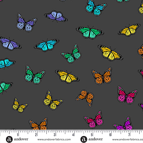 Alison Glass Color Wheel Butterfly Rainbow Night Fabric