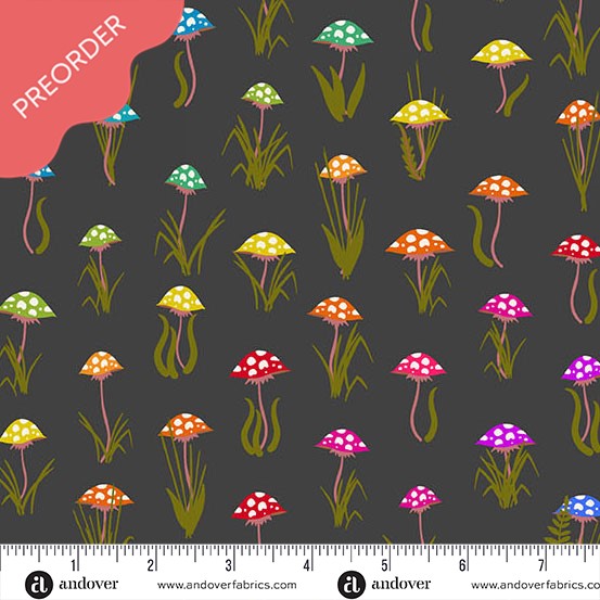 Alison Glass Color Wheel Mushroom Parade Night Fabric