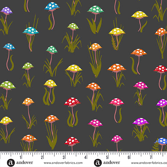 Alison Glass Color Wheel Mushroom Parade Night Fabric