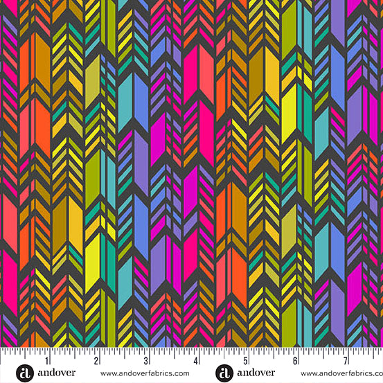 Alison Glass Color Wheel Spectrum Feathers Night Fabric