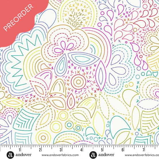 Alison Glass Color Wheel Rainbow Stitched Day Fabric