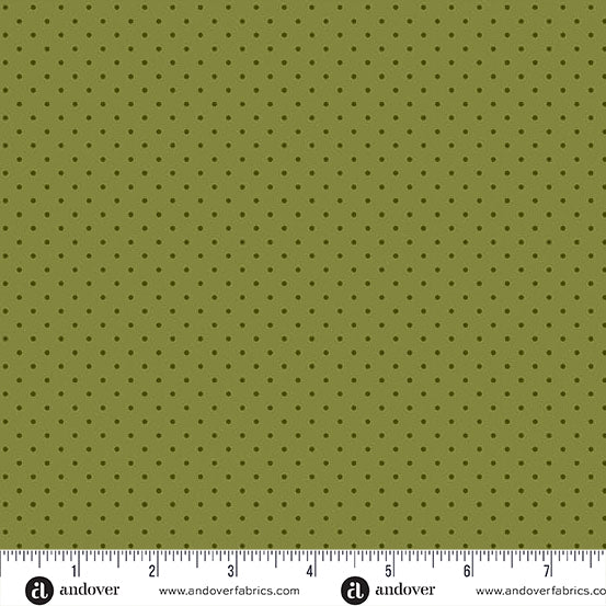 Edyta Sitar Poppy Seeds Grape Leaf Green Dot Fabric