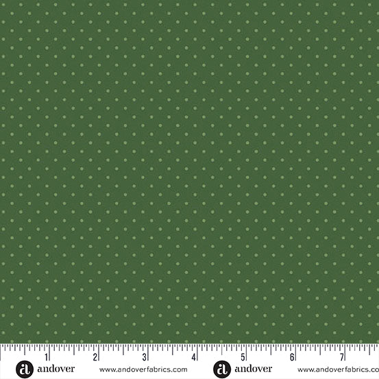 Edyta Sitar Poppy Seeds Hunter Green Dot Fabric