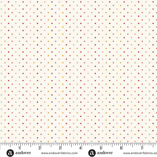 Edyta Sitar Poppy Seeds Ruby Cream Dot Fabric