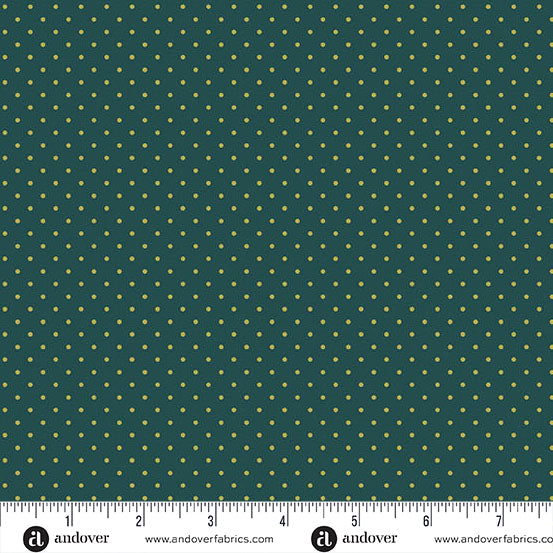 Edyta Sitar Poppy Seeds Malachite Green Dot Fabric