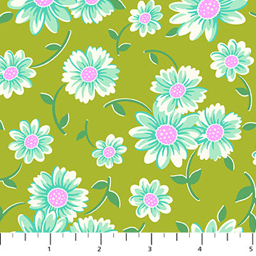 Heather Bailey Full Bloom Daisy Chartreuse Floral Fabric