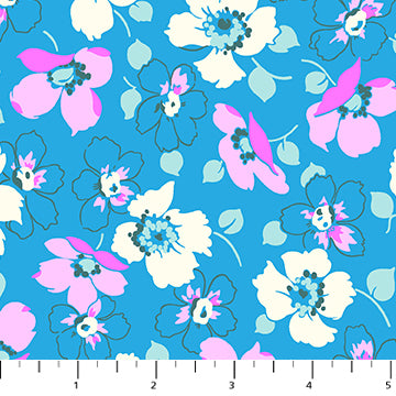 Heather Bailey Full Bloom Grace Blue Floral Fabric