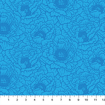 Heather Bailey Full Bloom Peony Blue Fabric