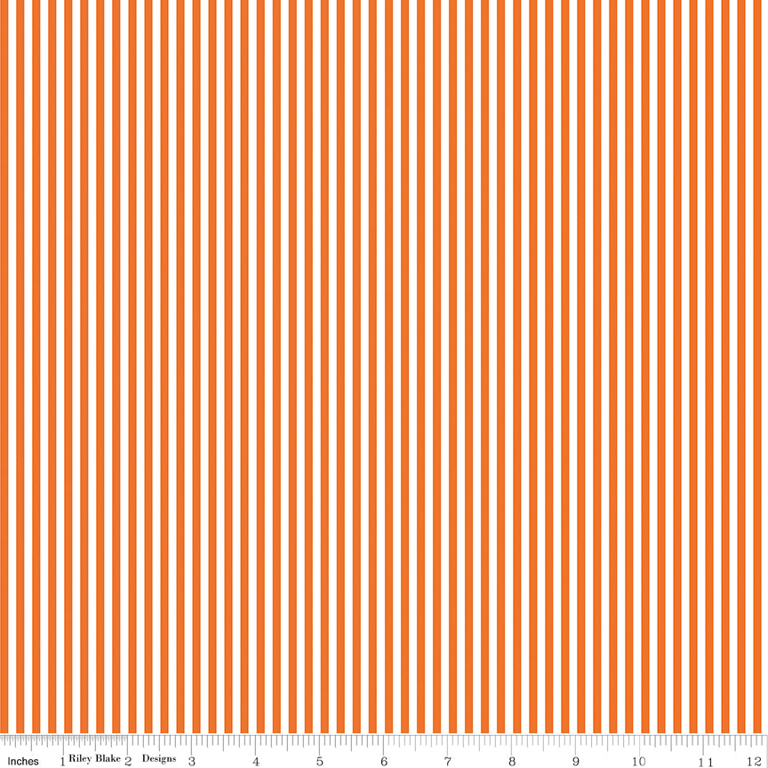 Riley Blake Stripes 1/8" Orange and White Fabric