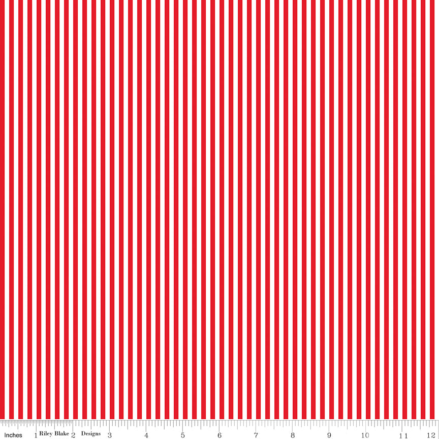 Riley Blake Stripes 1/8" Red and White Fabric