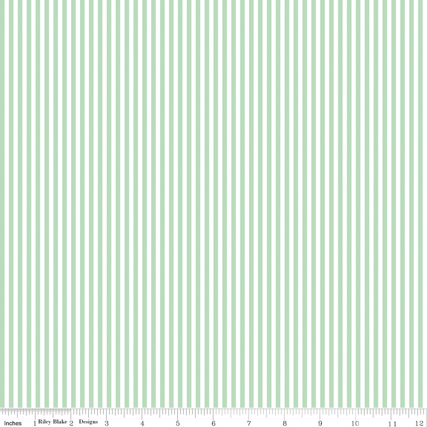 Riley Blake Stripes 1/8" Sweet Mint and White Fabric