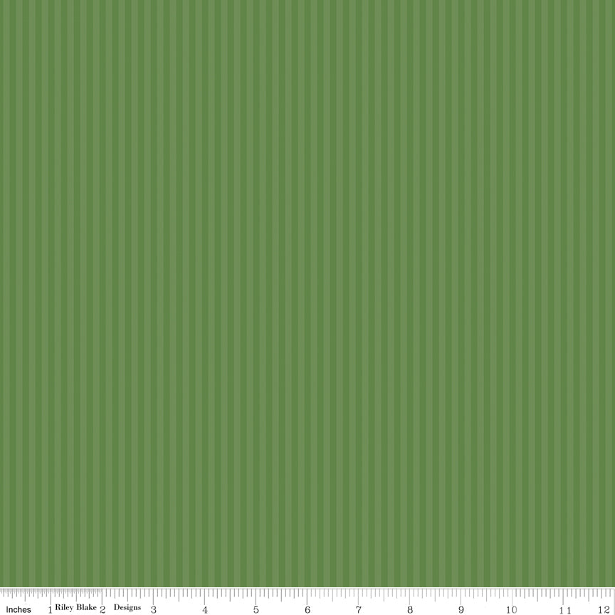 Riley Blake Stripes 1/8" Tonal Clover Green Fabric