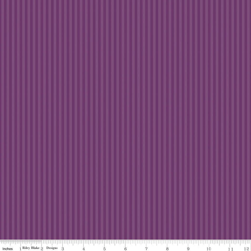 Riley Blake Stripes 1/8" Tonal Eggplant Purple Fabric