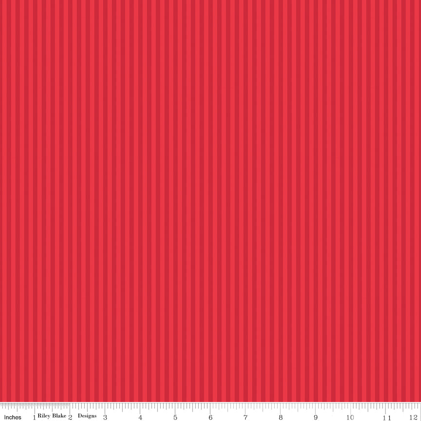 Riley Blake Stripes 1/8" Tonal Red Fabric