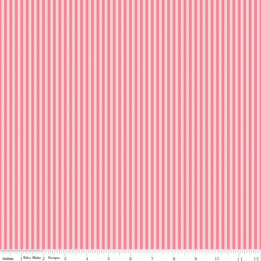 Riley Blake Stripes 1/8" Tonal Sugar Pink Fabric