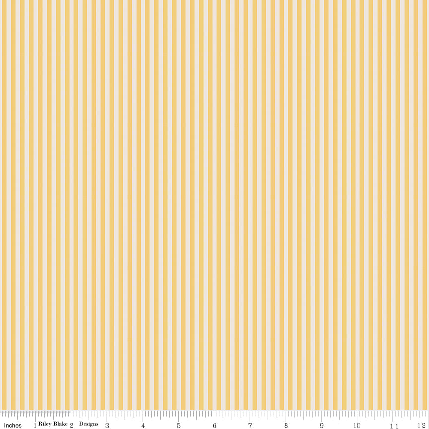 Riley Blake Stripes 1/8" Honey Yellow and Ivory Fabric