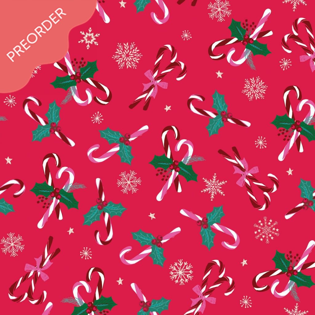 Helen Black Candy Cane Christmas Candy Canes Red Fabric
