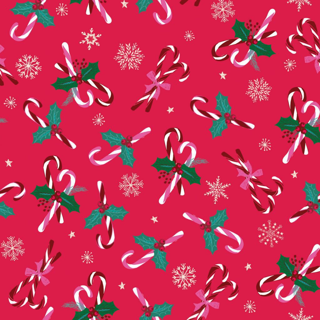 Helen Black Candy Cane Christmas Candy Canes Red Fabric