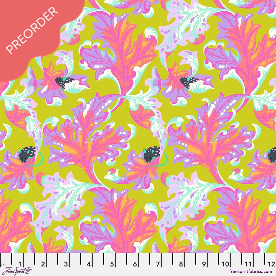 – Road Elecroberry Deja Modern Fabric Mashe Tabby Chartreuse Eek and Quilting Pink Tula Vu Fabric