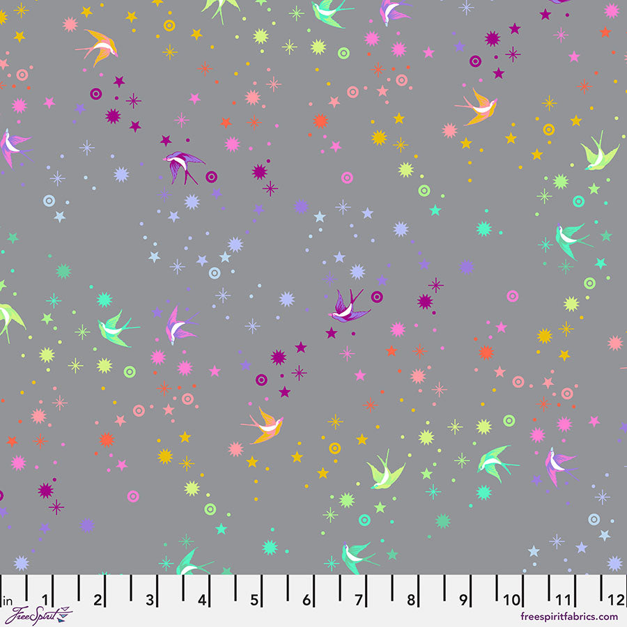 Tula Pink Graywork True Colors Fairy Dust Shadow Gray Fabric