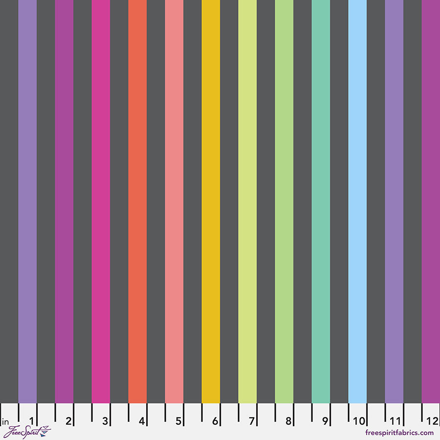 Tula Pink Graywork True Colors Disco Stripe Carbon Charcoal Fabric