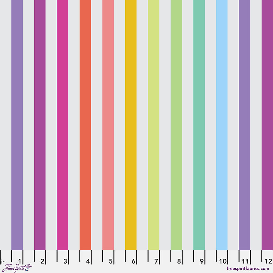 Tula Pink Graywork True Colors Disco Stripe Whisper Gray Fabric