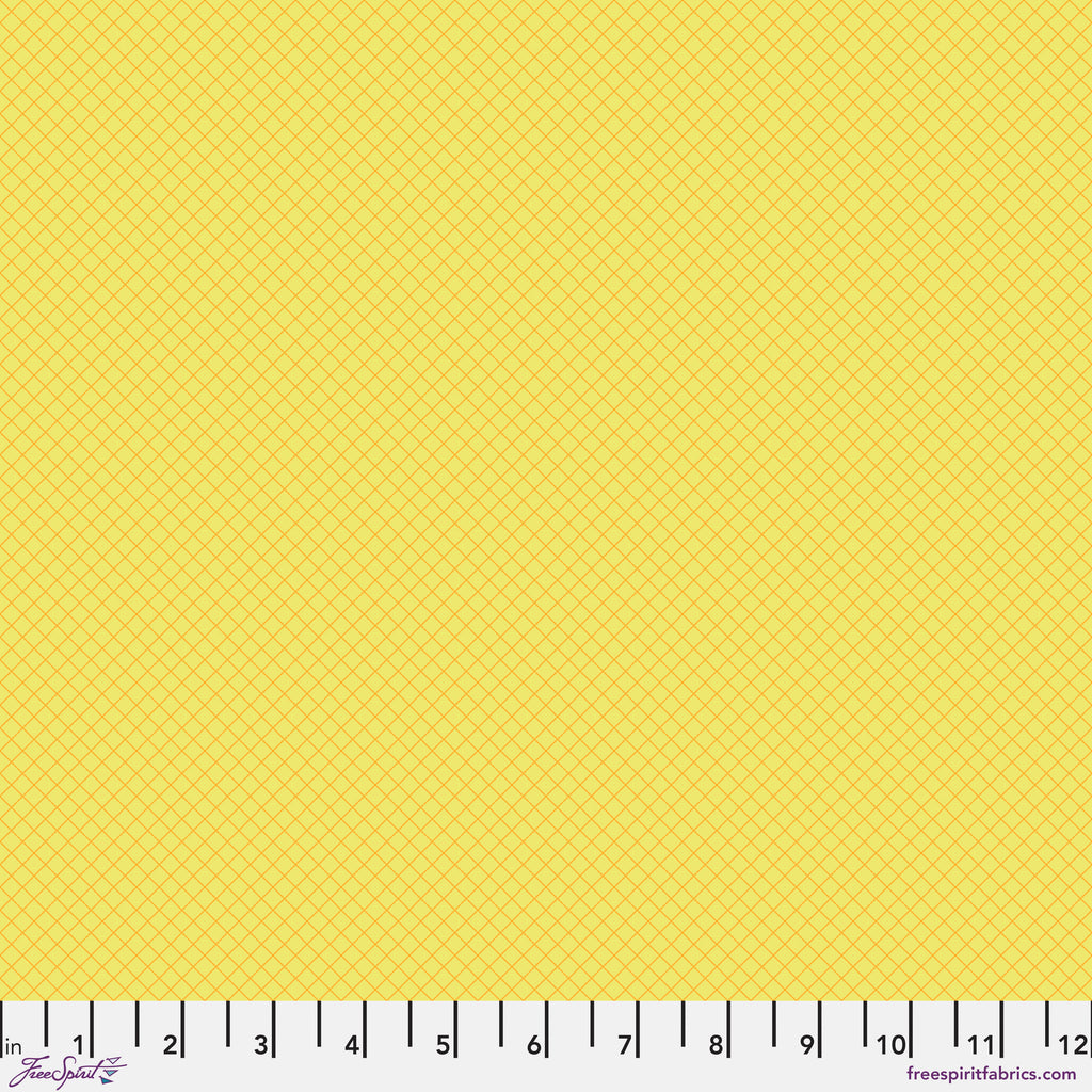 Tula Pink True Colors 2025 On the Grid Highlighter Yellow Fabric