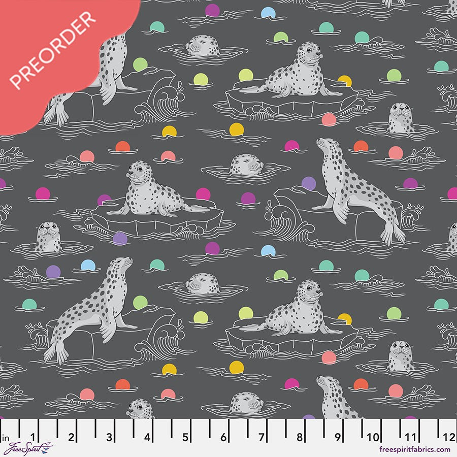 Tula Pink Graywork Seal the Deal Carbon Fabric