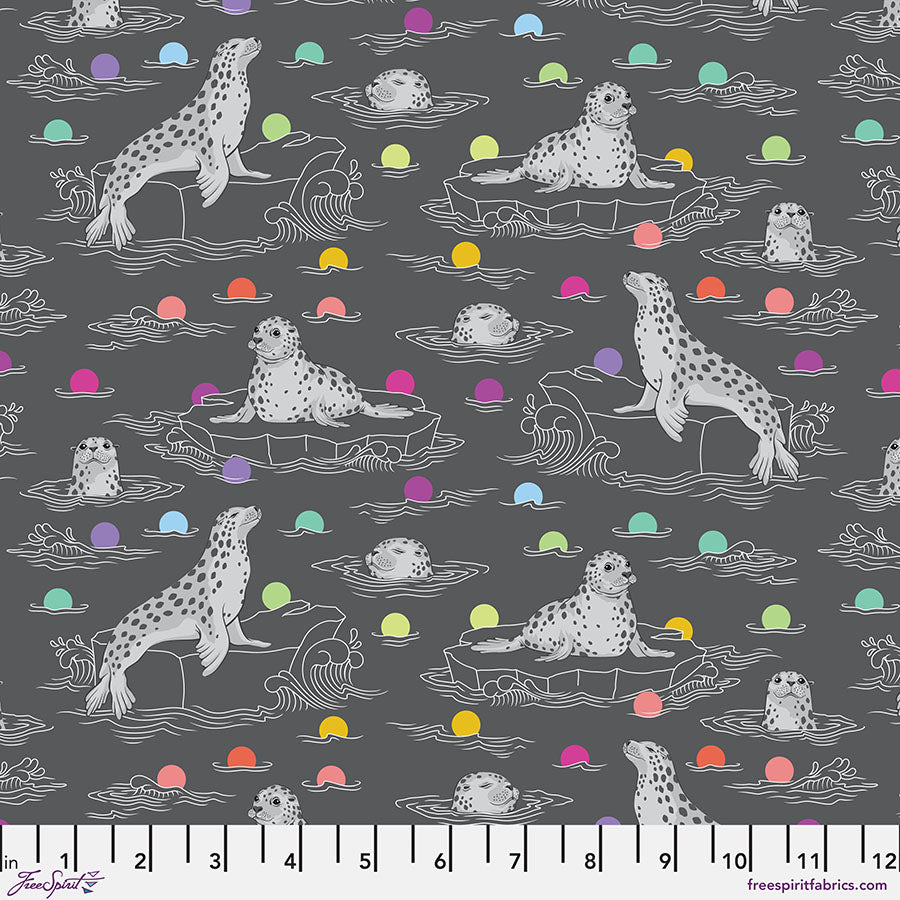 Tula Pink Graywork Seal the Deal Carbon Fabric