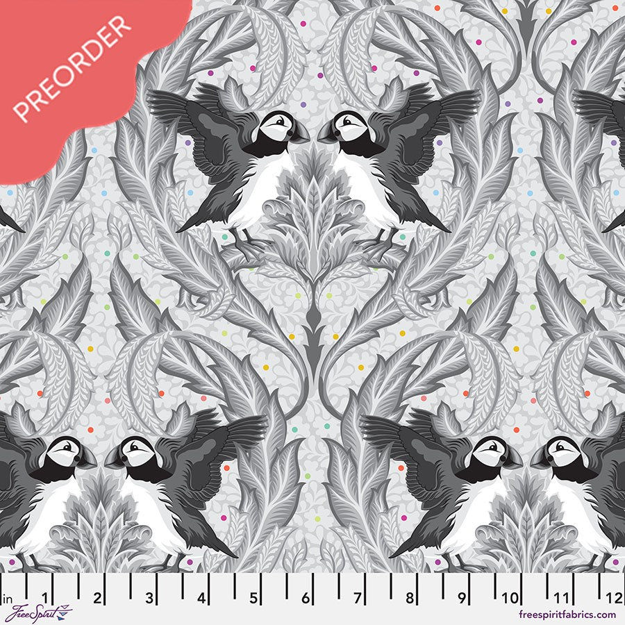 Tula Pink Graywork Huffin & Puffin Whisper Fabric