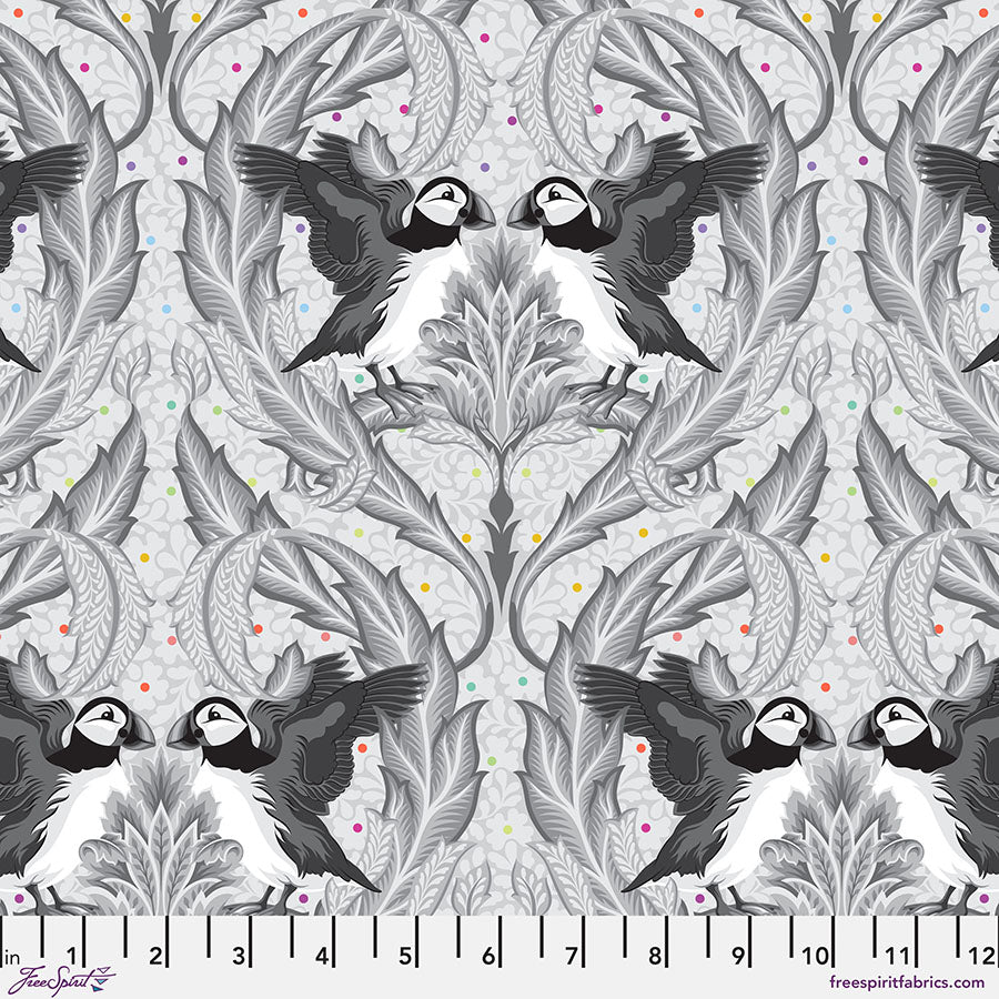 Tula Pink Graywork Huffin & Puffin Whisper Fabric