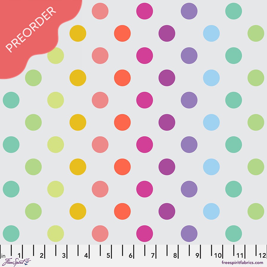 Tula Pink Graywork True Colors Disco Poms Whisper Gray Fabric