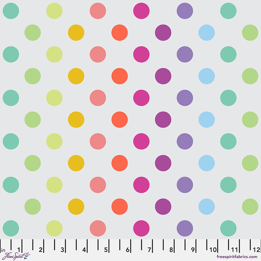 Tula Pink Graywork True Colors Disco Poms Whisper Gray Fabric