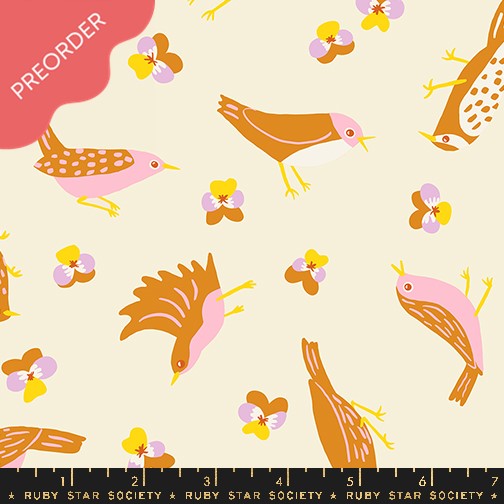 Ruby Star Society Bird is the Word Migration Natural Cream Fabric