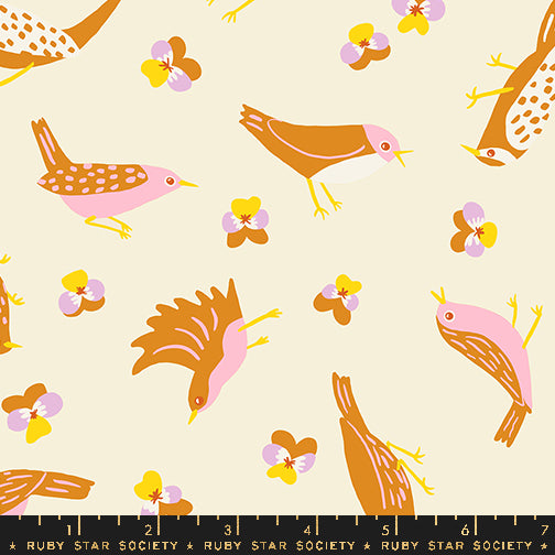 Ruby Star Society Bird is the Word Migration Natural Cream Fabric
