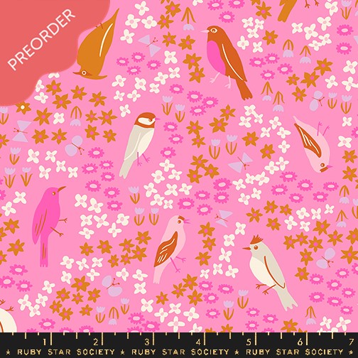 Ruby Star Society Bird is the Word Flamingo Pink Fabric