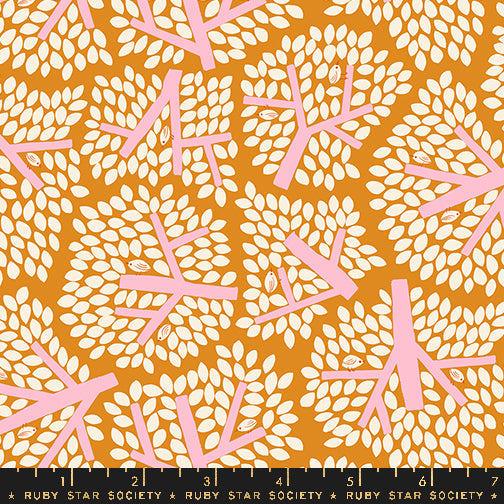 Ruby Star Society Bird is the Word Turmeric Orange Fabric