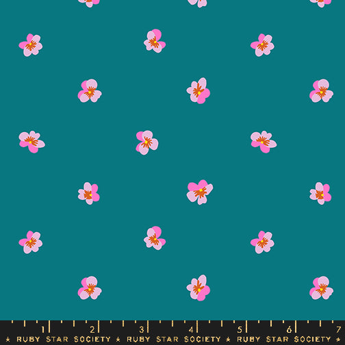 Ruby Star Society Bird is the Word Storytime Teal Floral Fabric