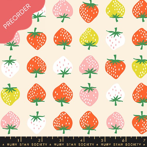 Ruby Star Society Strawberries Shell Cream Fabric