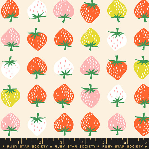 Ruby Star Society Strawberries Shell Cream Fabric