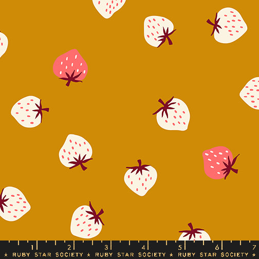 Ruby Star Society Strawberry Toss Butterscotch Fabric