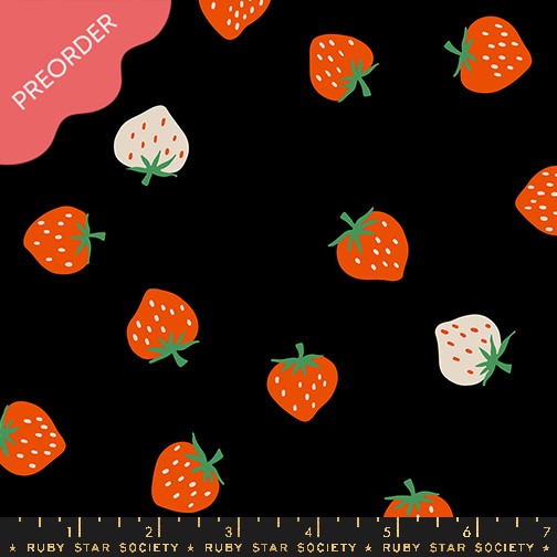 Ruby Star Society Strawberry Toss Black Fabric