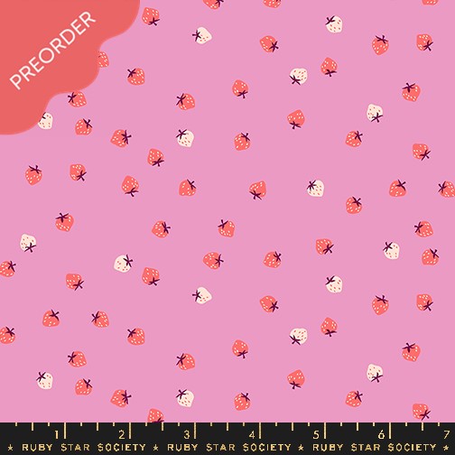 Ruby Star Society Strawberry Mini Berry Daisy Pink Fabric