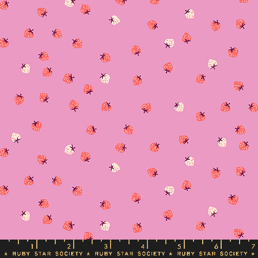 Ruby Star Society Strawberry Mini Berry Daisy Pink Fabric