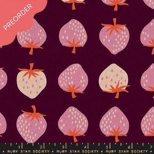 Ruby Star Society Strawberry Canvas Deep Plum Fabric