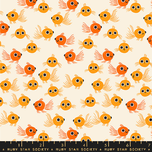 Ruby Star Society Animal Goldfish Orange Cream Fabric