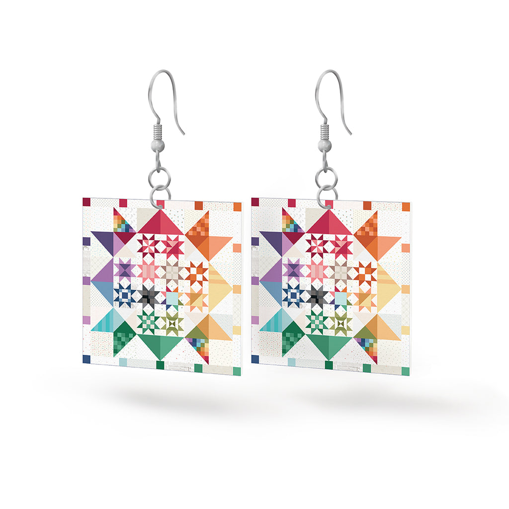 Leather Square Earrings Shine Together by Lori Holt